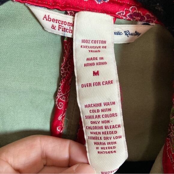 Abercrombie & Fitch jacket medium military Y2K green Asian brocade Bella Swan - Picture 15 of 15